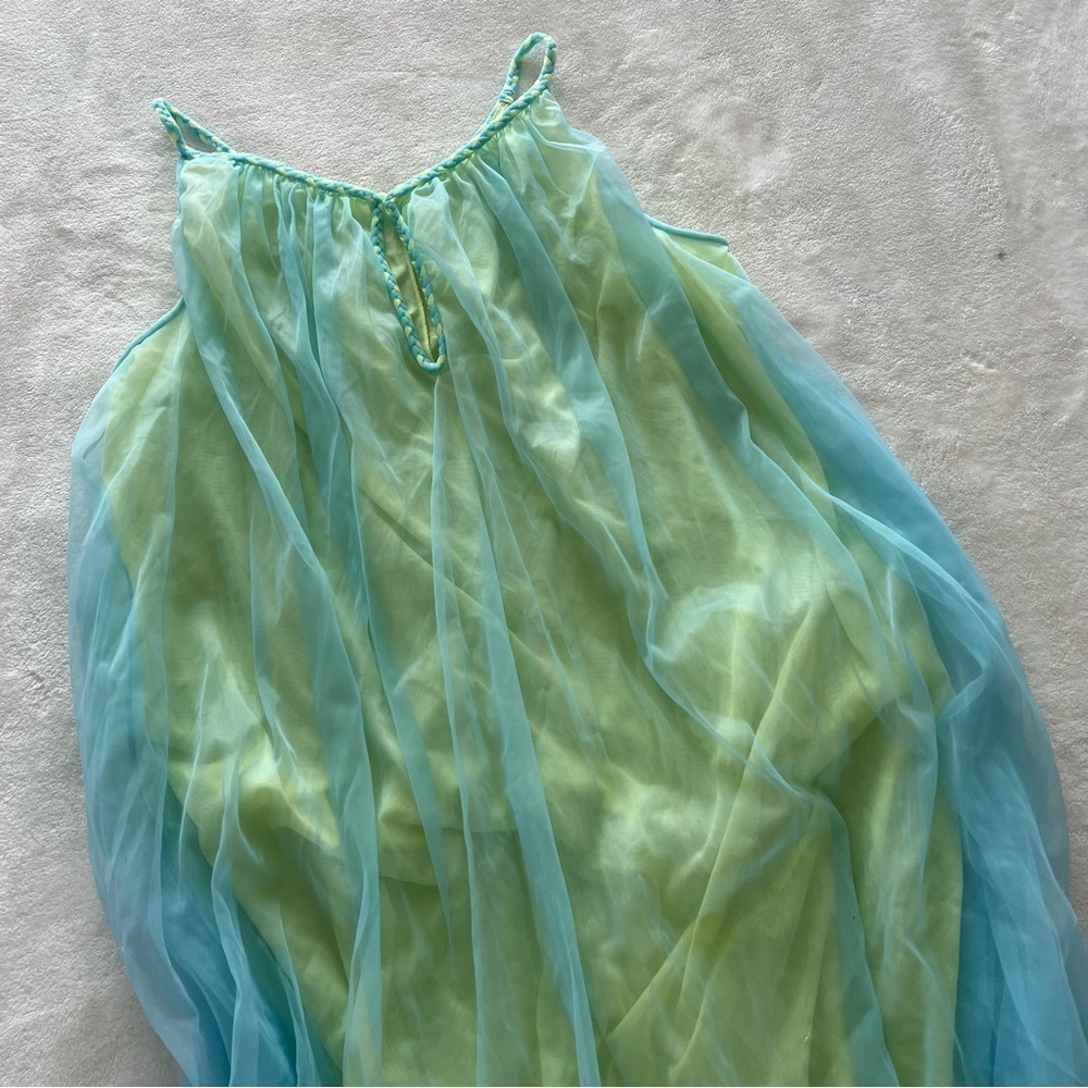 Vintage Van Roalte Blue Green Mini Nightgown Dress